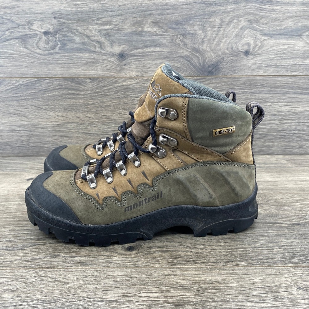 Montrail Hiking Boots Womens 8 Olive Brown Gore-Tex Vibram Gentor 1245